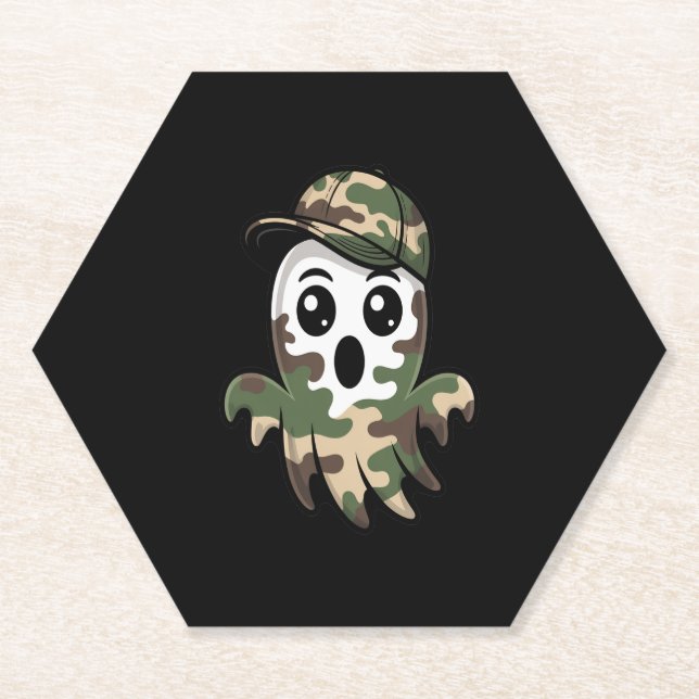 Halloween Ghost Kids Paper Coaster (Front)