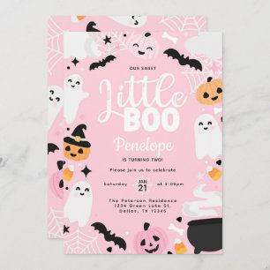 Halloween Ghost Little Boo 2nd Birthday Party Invitation