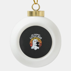 Halloween Ghost Little Boo Cat Ceramic Ball Christmas Ornament