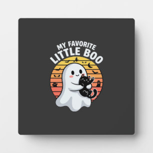 Halloween Ghost Little Boo Cat Plaque