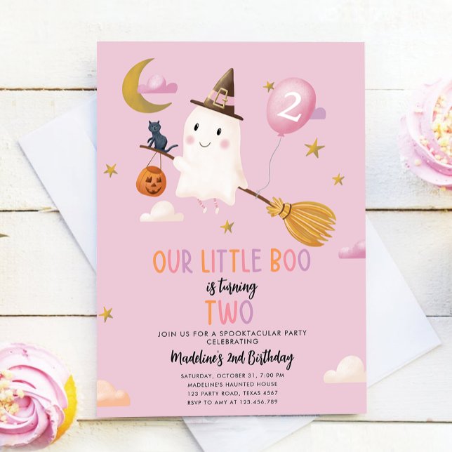 Halloween Ghost Little Boo Spooktacular Birthday Invitation (Creator Uploaded)