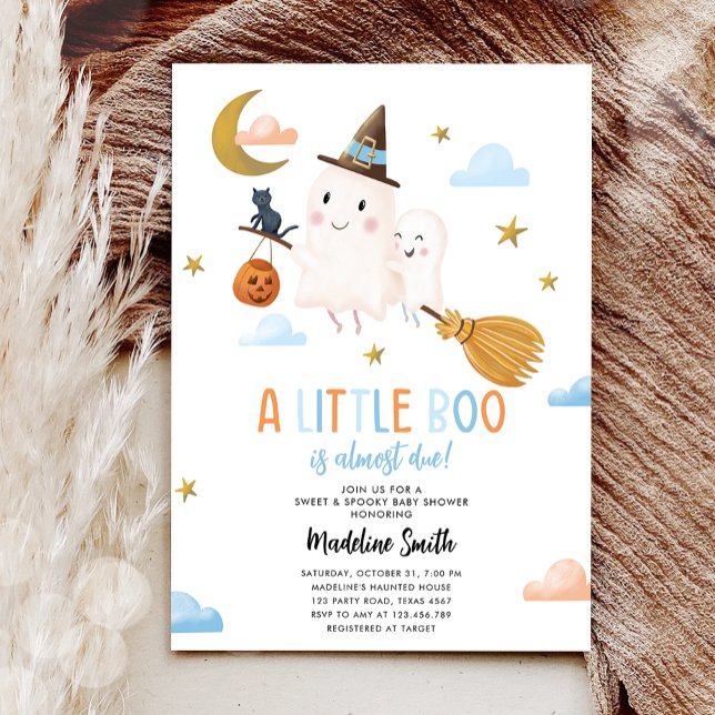 Halloween Ghost Little Boo Spooky Boy Baby Shower Invitation (Creator Uploaded)