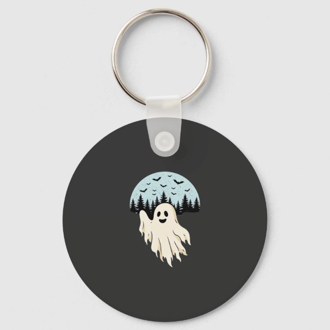 Halloween Ghost Moon Forest Design_1 Key Ring (Front)