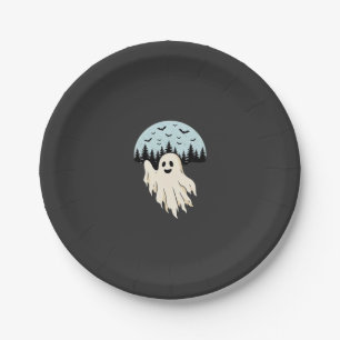 Halloween Ghost Moon Forest Design_1 Paper Plate