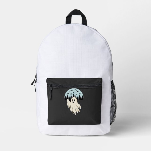 Halloween Ghost Moon Forest Design_1 Printed Backpack (Front)