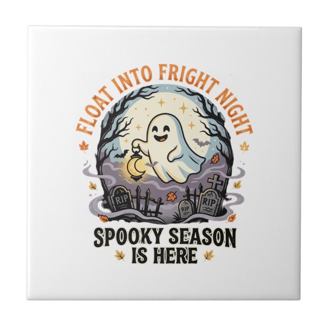 Halloween Ghost Moon Parade Ceramic Tile (Front)
