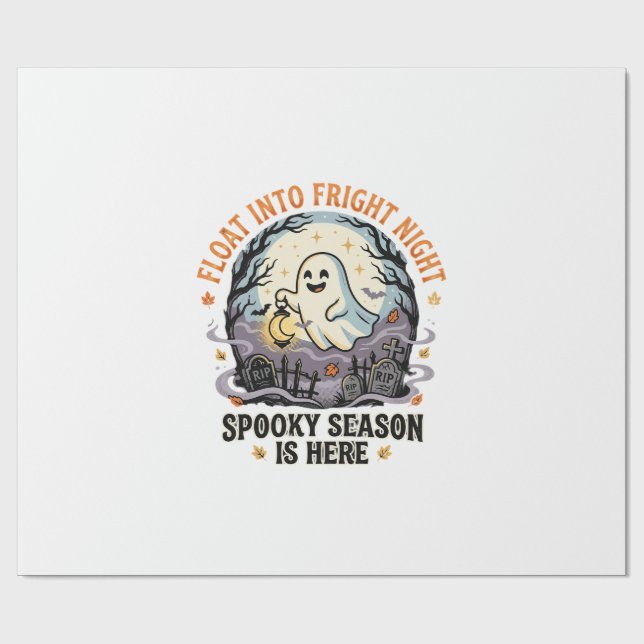 Halloween Ghost Moon Parade Wrapping Paper (Flat)