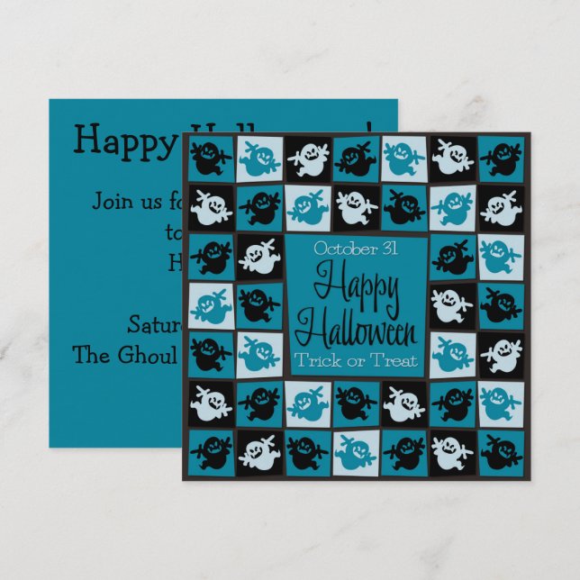 Halloween ghost mosaic invitation (Front/Back)