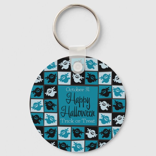 Halloween ghost mosaic key ring (Front)