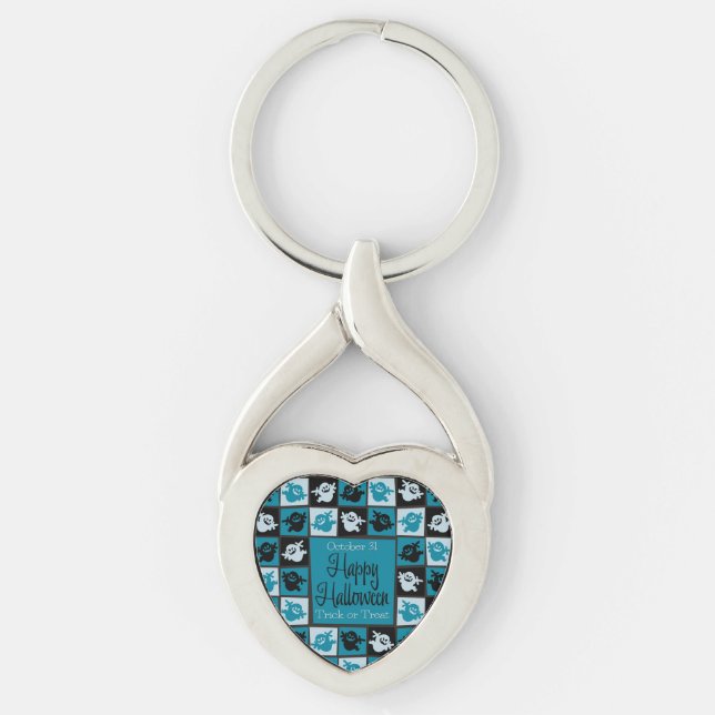 Halloween ghost mosaic key ring (Front)