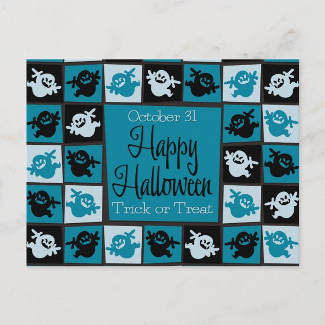 Halloween ghost mosaic postcard (Front)