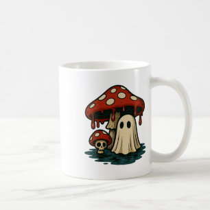 Halloween Ghost Mushroom Spooky Head Skeleton Men Coffee Mug