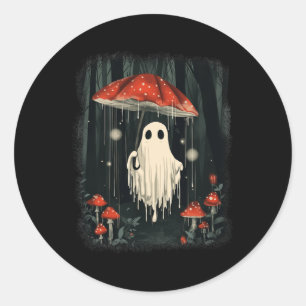 Halloween Ghost Mushroom Spooky Season Cottagecore Classic Round Sticker