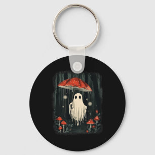 Halloween Ghost Mushroom Spooky Season Cottagecore Key Ring