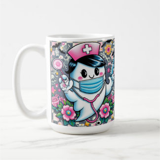Halloween Ghost Nurse with Mask and Syringes Coffee Mug