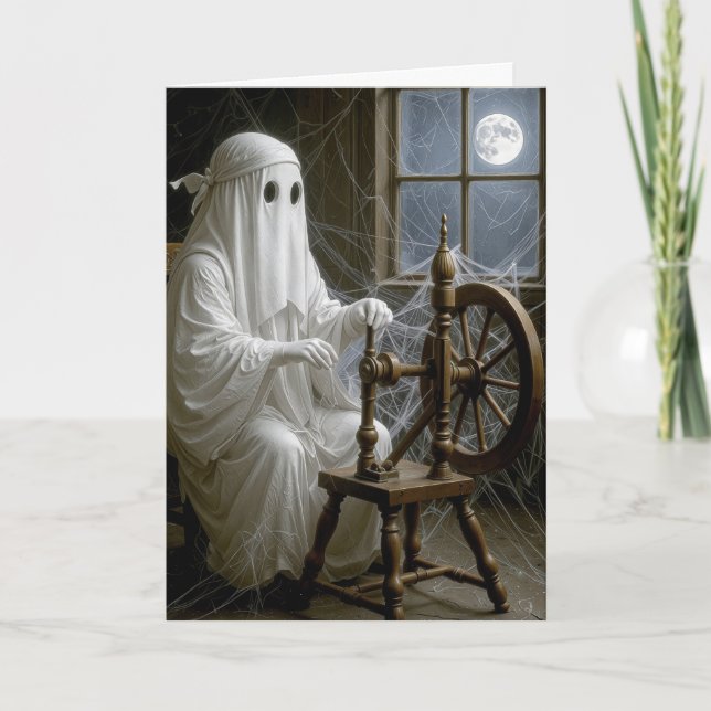 Halloween Ghost On Spinning Wheel Card (Front)