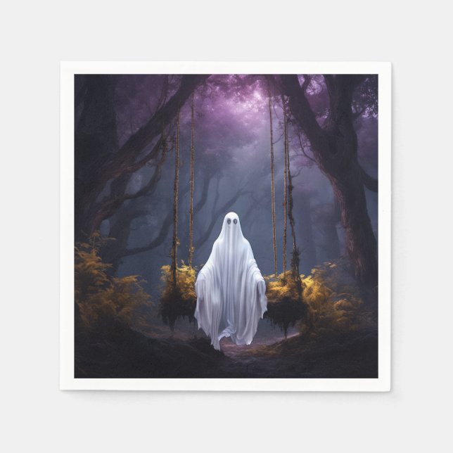 Halloween Ghost On Swing Napkin (Front)