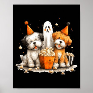 Halloween Ghost Party With Cute Dogs Poster