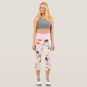 Halloween Ghost Pattern Capri Leggings