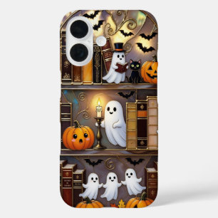 Halloween Ghost Phone Case Pumpkin Cat Bookshelf