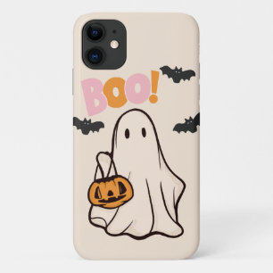 halloween ghost pink and orange design iPhone 11 case
