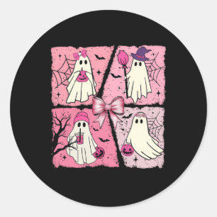 Halloween Ghost Pink Cute Ghost Coquette Halloween Classic Round Sticker