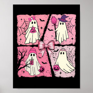 Halloween Ghost Pink Cute Ghost Coquette Halloween Poster