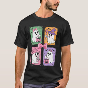 Halloween Ghost Pink Cute Ghost Coquette Halloween T-Shirt