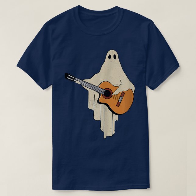 Halloween Ghost Play Guitar funny 1565 T-Shirt (Design Front)
