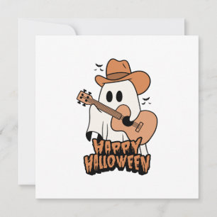Halloween ghost playing guitar invitation