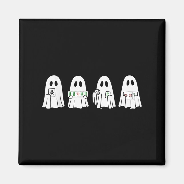 Halloween Ghost Playing Mahjong Soky Season Game D Magnet (Front)