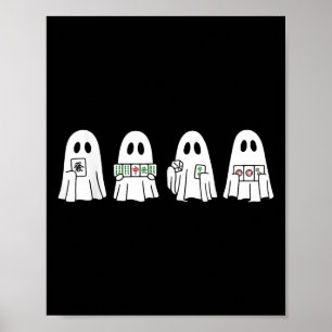 Halloween Ghost Playing Mahjong Soky Season Game D Poster