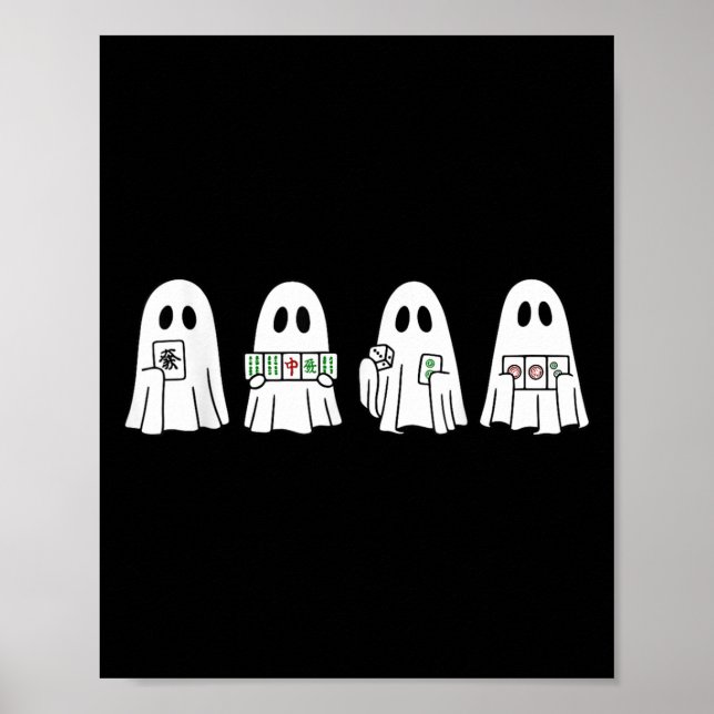 Halloween Ghost Playing Mahjong Soky Season Game D Poster (Front)