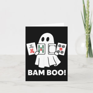 Halloween Ghost Playing Mahjong Spooky Bam Boo Card