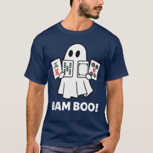 Halloween Ghost Playing Mahjong Spooky Bam Boo Fun T-Shirt