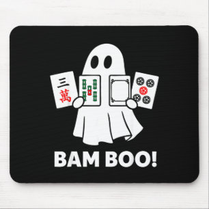 Halloween ghost playing mahjong spooky bam boo mouse pad