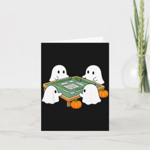 Halloween ghost playing mahjong spooky mahjong card