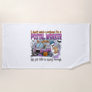 Halloween Ghost,Postal Worker Beach Towel