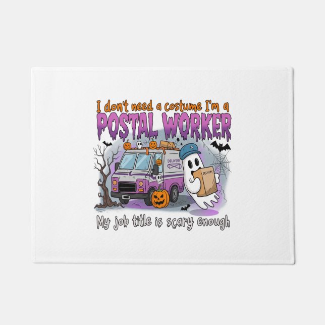 Halloween Ghost,Postal Worker Doormat (Front)