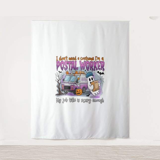 Halloween Ghost,Postal Worker Tapestry (Front)