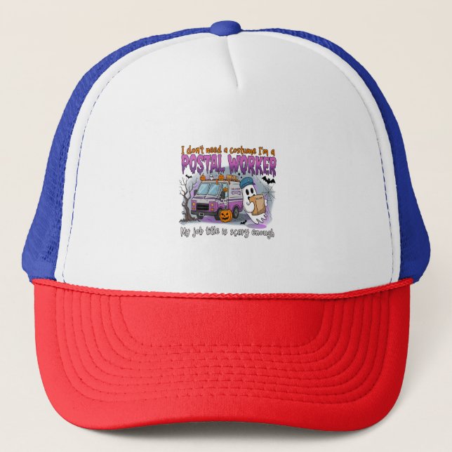 Halloween Ghost,Postal Worker Trucker Hat (Front)