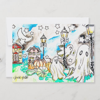 Halloween Ghost Print Holiday Card
