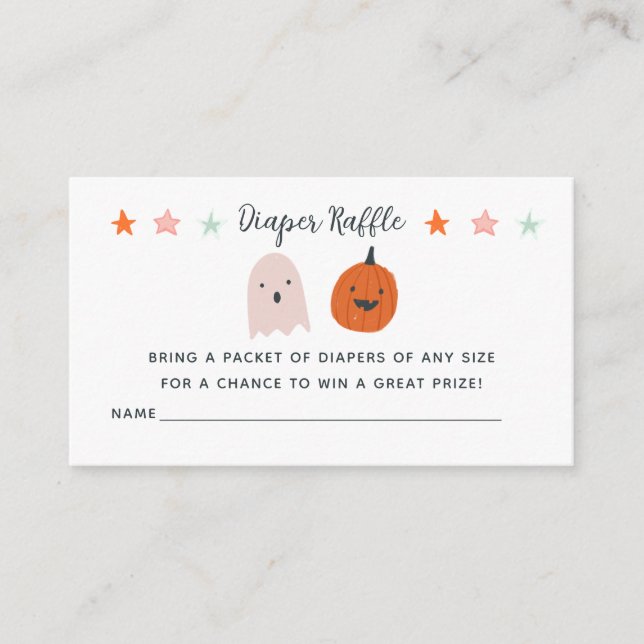 Halloween Ghost Pumpkin Baby Shower Diaper Raffle Enclosure Card (Front)