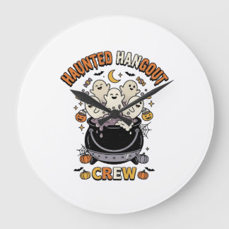 Halloween Ghost Pumpkin Crew Large Clock