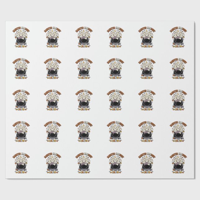 Halloween Ghost Pumpkin Crew Wrapping Paper (Flat)