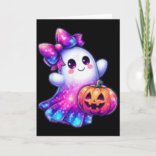 Halloween Ghost Pumpkin Galaxy Colours Cute Spooky Card