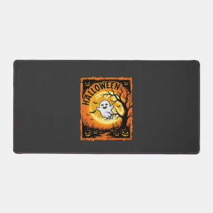 Halloween Ghost Pumpkin Haunted Tree Desk Mat