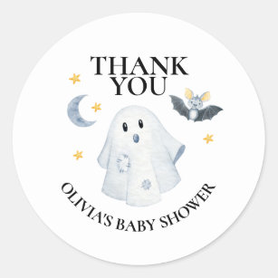 Halloween Ghost Pumpkin Little Boo Baby Shower Classic Round Sticker