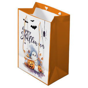 Halloween Ghost Pumpkin Medium Trick or Treat Bag