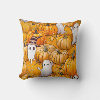 Halloween Ghost & Pumpkin Pattern Cushion